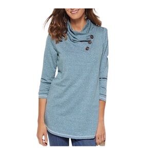Soft Surroundings Brinley Button Cowl Neck Knit Top NWT Size SP